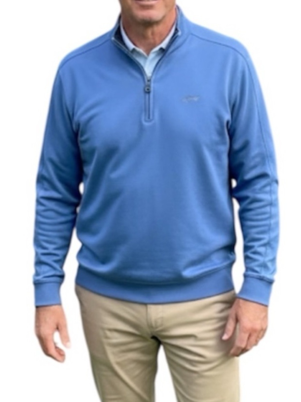 Greg Norman Sweater Men's Blue Pullover Quarter Zip Golf Sweatshirt Size: Large